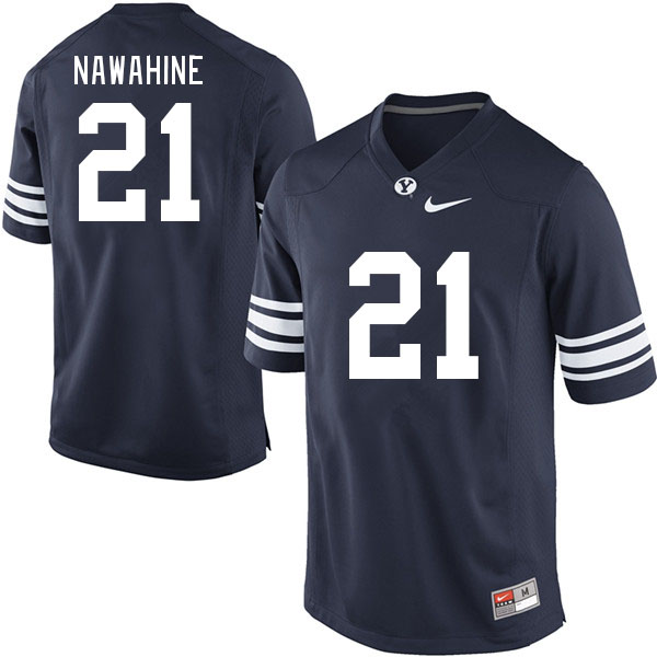 Men #21 Enoch Nawahine BYU Cougars College Football Jerseys Stitched-Navy